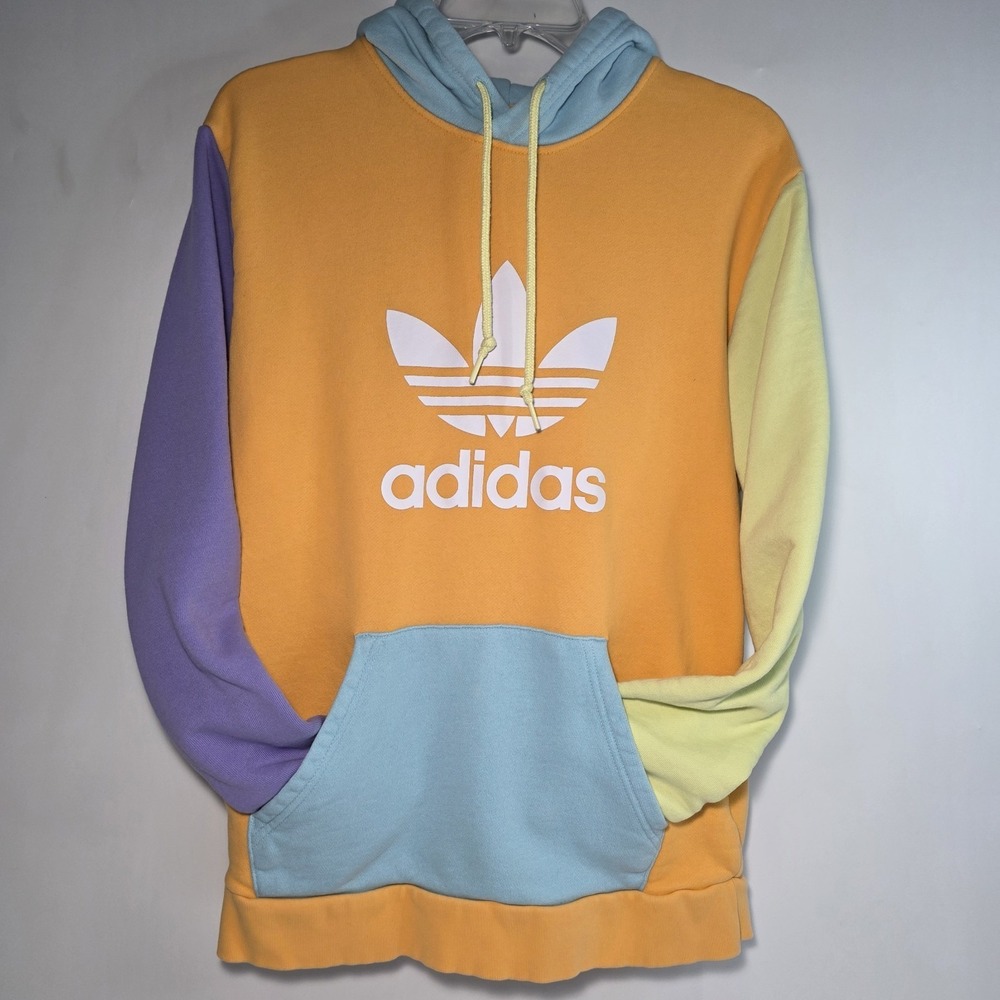 Adidas Blocked Trefoil Hoody Pastels Orange Purple Green Blue Size Small
